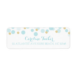 Etiqueta de dirección Baby Shower de puntos dorado