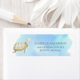 Etiqueta de dirección Baby Shower de tortuga marin