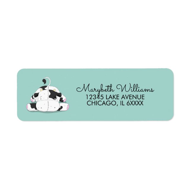 Etiqueta de dirección Baby Shower de vaca pequeña (Frente)
