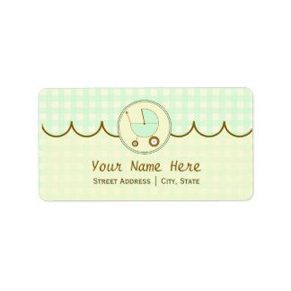 Etiqueta de dirección Baby Shower - Green Gingham