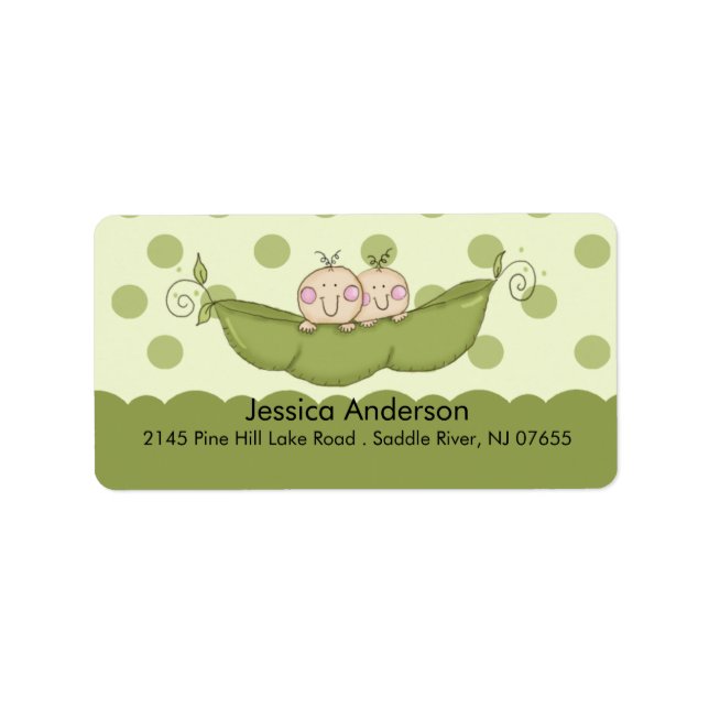 Etiqueta de dirección Baby Shower Twin Little Peas (Frente)