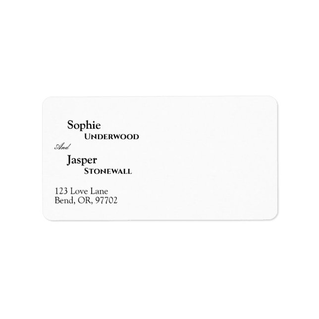 Etiqueta de dirección Boda clásica moderna (Frente)
