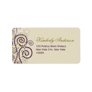 Etiqueta de dirección Boda de espirales de boho mo