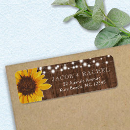 Etiqueta de dirección Boda de luces de girasol y c