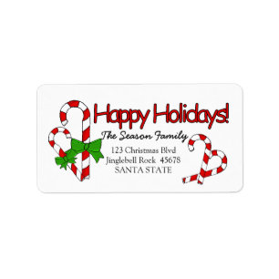 Etiqueta de dirección Candy Cane Happy Holidays