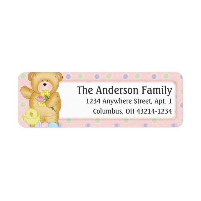 Etiqueta de dirección Chubby Cubby Easter Teddy Be (Frente)