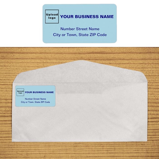 Etiqueta de Dirección Comercial Azul Monocromo (Monochrome blue business address label on envelope)