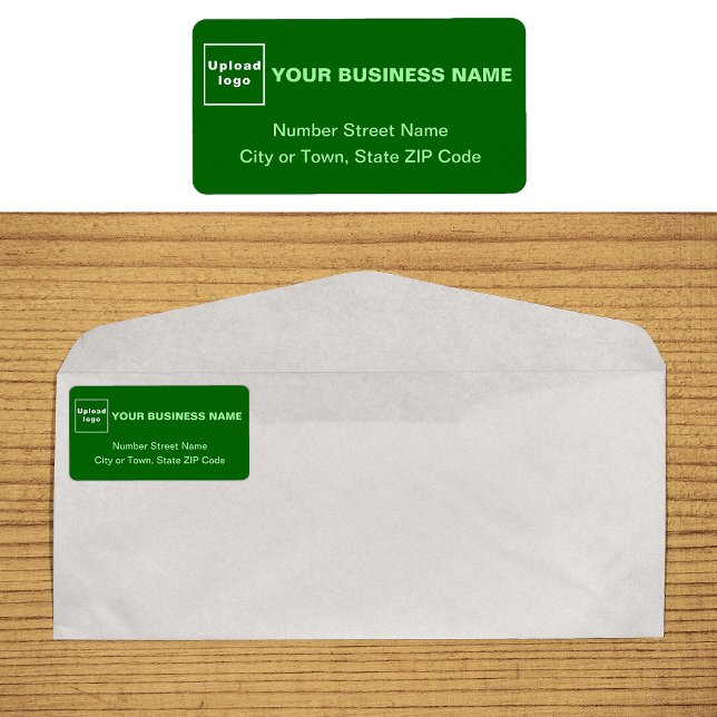 Etiqueta de dirección comercial verde monocromo (Monochrome green business address label on envelope)