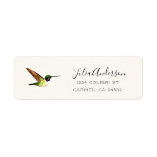 Etiqueta de dirección con el retorno de Colibrí de