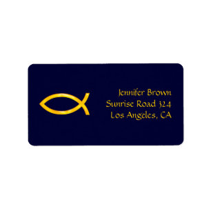 Etiqueta de dirección cristiana de los pescados