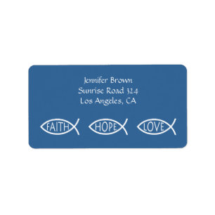 Etiqueta de dirección cristiana de los pescados