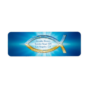 Etiqueta de dirección cristiana de los pescados