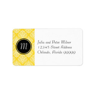 Etiqueta de dirección - Damask Amarillo y Monogram