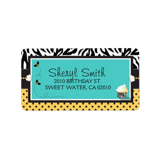 Etiqueta de dirección de abeja de cumpleaños (Frente)