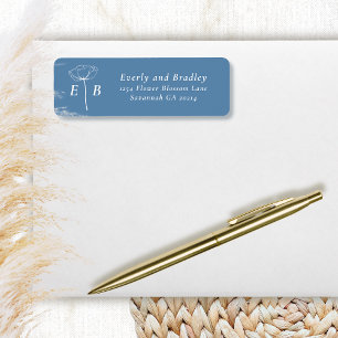 Etiqueta de dirección de acento floral monograma b