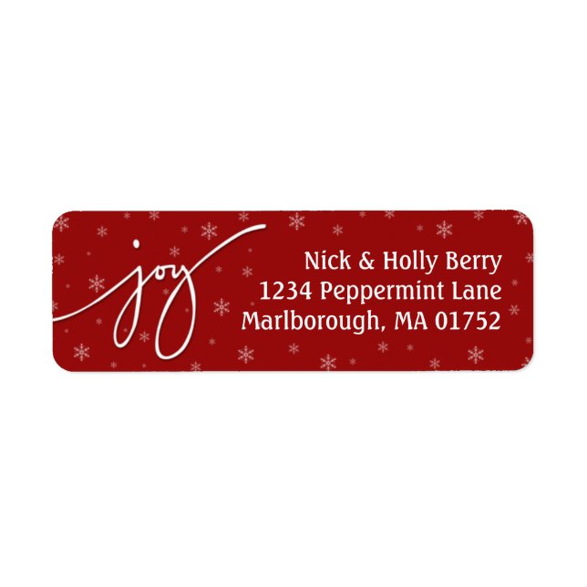 Etiqueta de dirección de alegría (Frente)