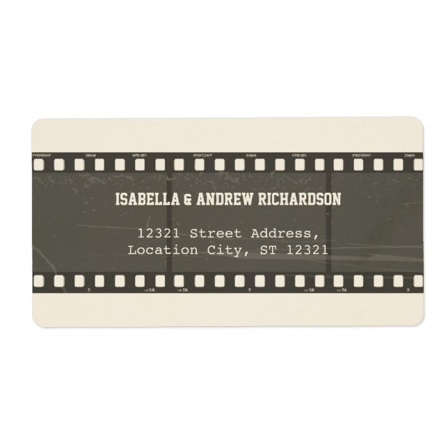 Etiqueta de dirección de amor de película (Frente)