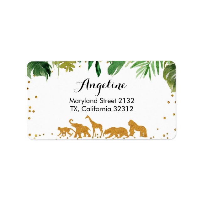 Etiqueta de dirección de animal safari (Frente)