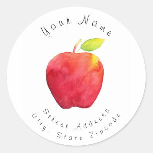 Etiqueta de dirección de Apple de color rojo