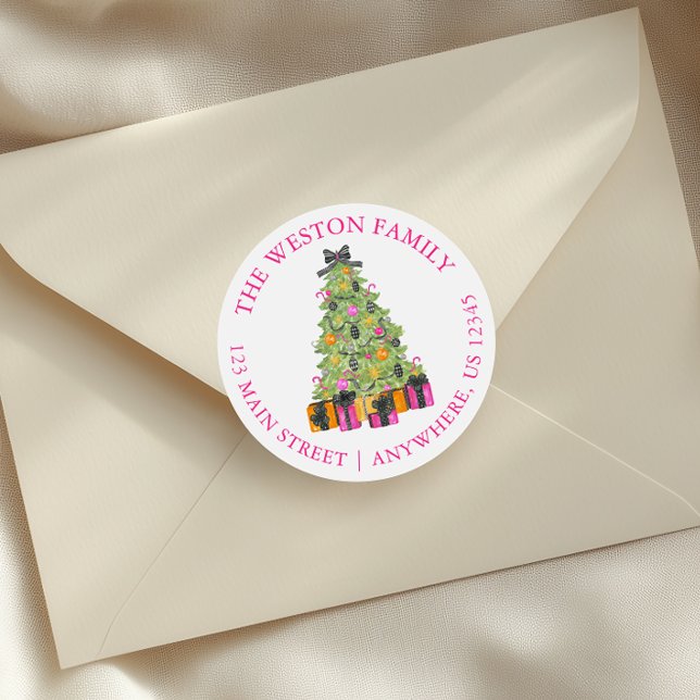 Etiqueta de dirección de árbol de Navidad brillant (Subido por el creador)