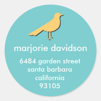 Etiqueta de dirección de aves costeras amarillo az