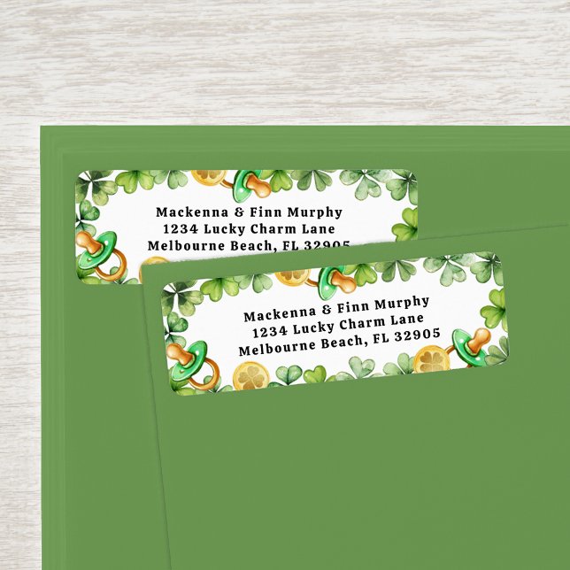 Etiqueta de dirección de Baby Shower con encanto (Return Address Label - Irish Baby Shower Theme)