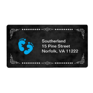 Etiqueta de dirección de Baby Shower de los pies a