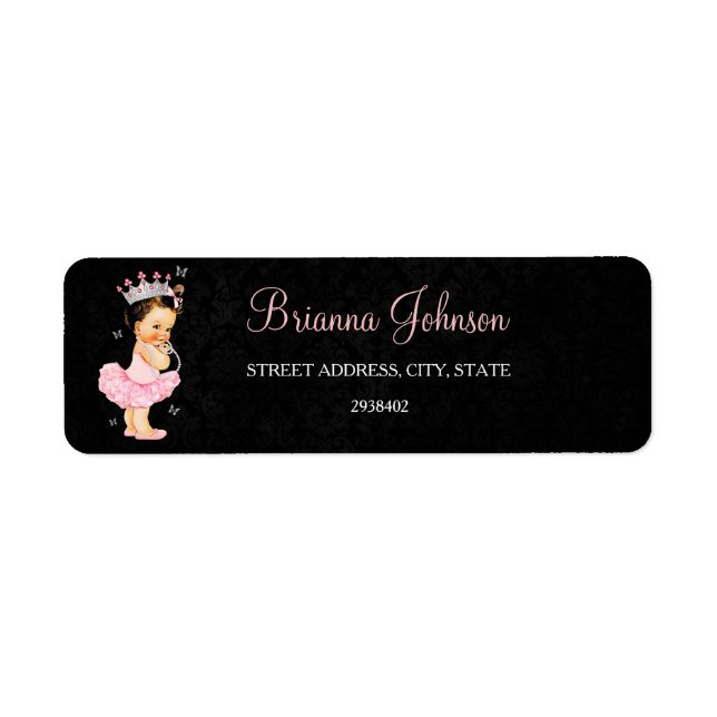 Etiqueta de dirección de Baby Shower de Princess (Frente)