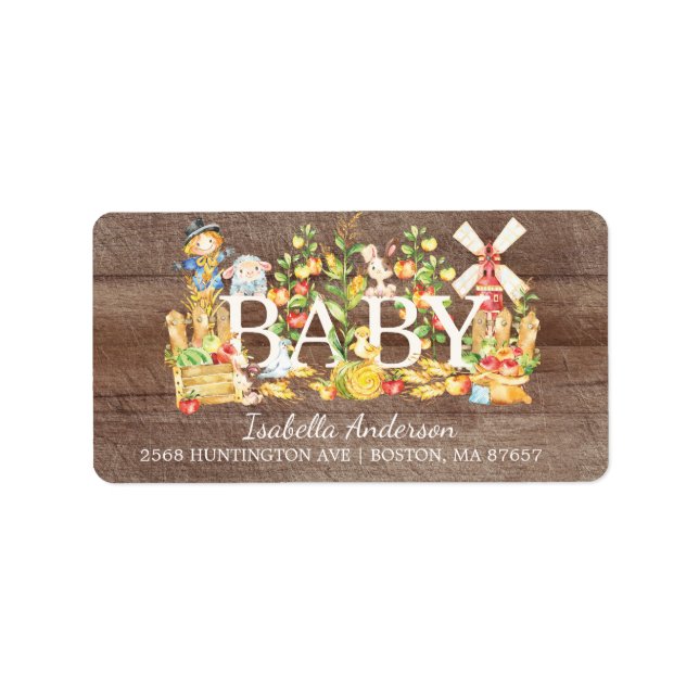 Etiqueta de dirección de Baby Shower del mercado d (Frente)