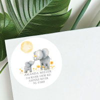 Etiqueta de dirección de Baby Shower Elephant Kiss
