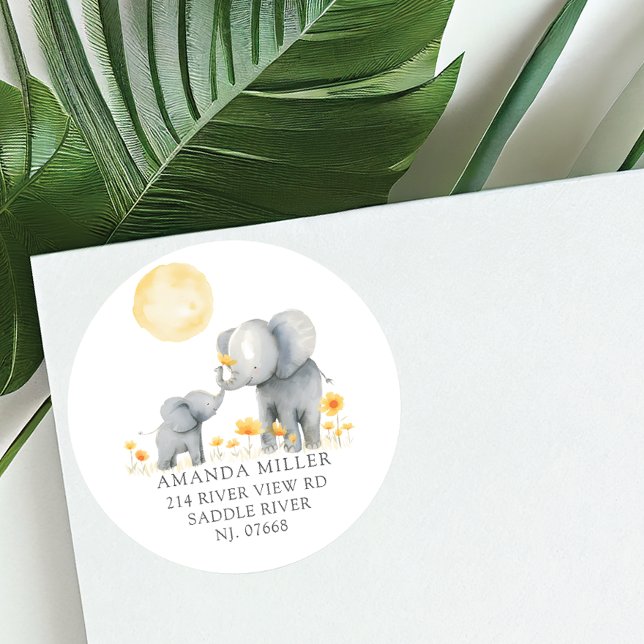 Etiqueta de dirección de Baby Shower Elephant Kiss (Subido por el creador)