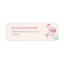 Etiqueta de dirección de Baby Shower Pink Flamingo