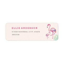 Etiqueta de dirección de Baby Shower Pink Flamingo