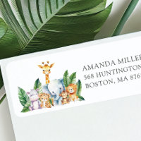 Etiqueta de dirección de Baby Shower Safari Advent