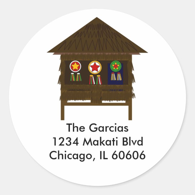 Etiqueta de dirección de Bahay Kubo (Anverso)