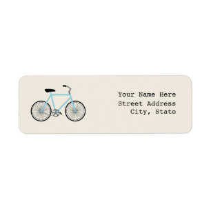 Etiqueta de dirección de bicicleta azul claro