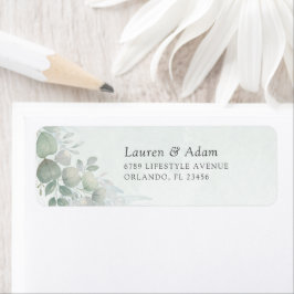 Etiqueta de dirección de boda Boho Sage Verde Euca