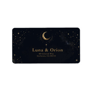 Etiqueta de dirección de boda celestial de mediano