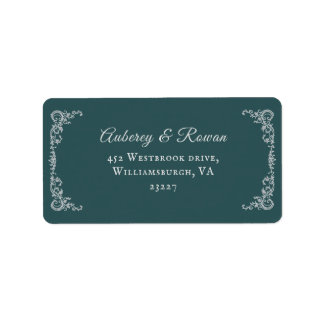 Etiqueta de dirección de boda con borde vintage