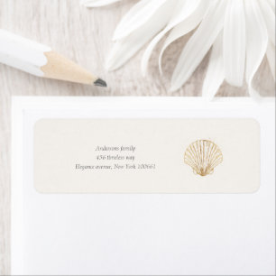Etiqueta de dirección de boda con concha marina co