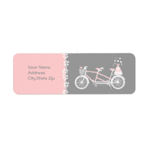 Etiqueta de dirección de Boda de bicicleta tándem