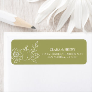 Etiqueta de dirección de boda de calabaza verde ol