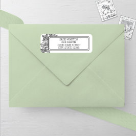 Etiqueta de dirección de Boda de marco floral de f