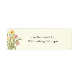 Etiqueta de dirección de boda de narciso de flor d