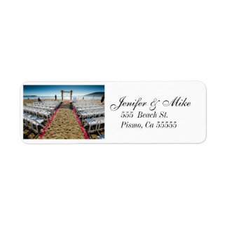 etiqueta de dirección de boda de playa