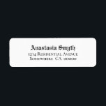 Etiqueta de dirección de Boda de texto negro vinta<br><div class="desc">Etiquetas de direcciones de devolución de texto antiguas sencillas y elegantes para la papelería boda.</div>