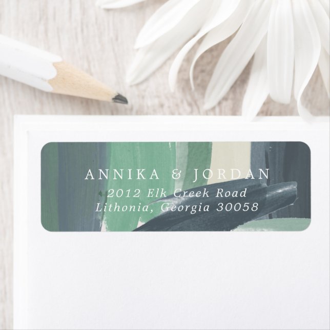 Etiqueta de dirección de boda de vidrio oceánico e (In situ)