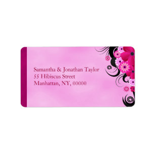 Etiqueta de dirección de Boda floral de Fuchsia Ma