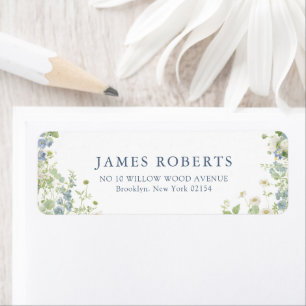 Etiqueta de dirección de boda floral de jardín de 