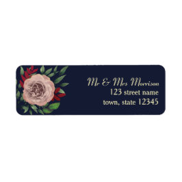 Etiqueta de dirección de boda floral de otoño en a
